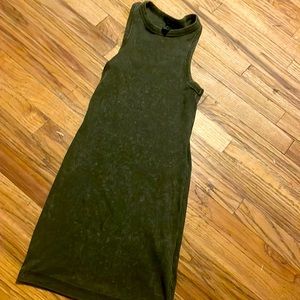 A dark olive green fitted dress